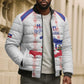 Custom Haiti Football Bomber Puffer Jacket Les Grenadiers Veve Vodou White