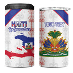 Custom Haiti Football 4 in 1 Can Cooler Tumbler Les Grenadiers Veve Vodou White - African Pride