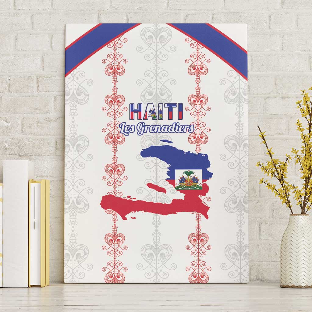 Haiti Football Canvas Wall Art Les Grenadiers Veve Vodou White - African Pride
