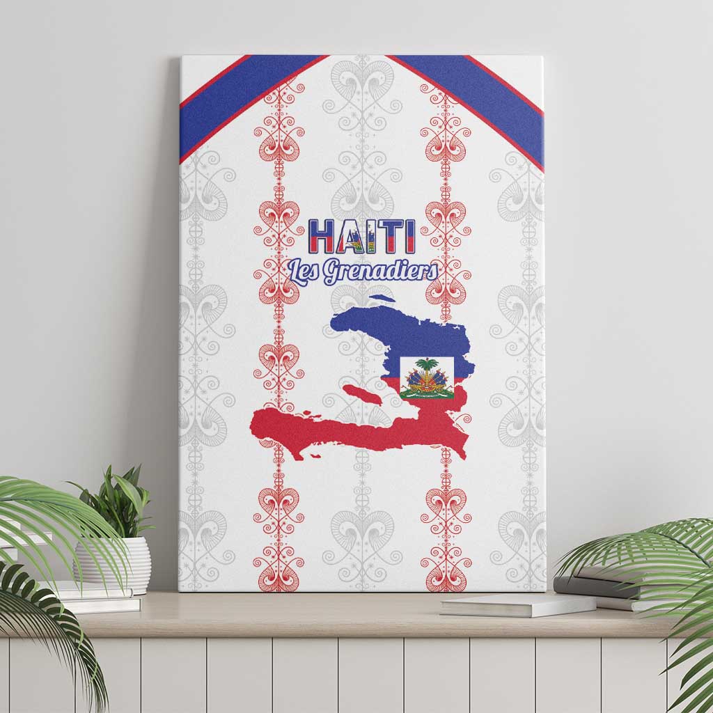 Haiti Football Canvas Wall Art Les Grenadiers Veve Vodou White - African Pride