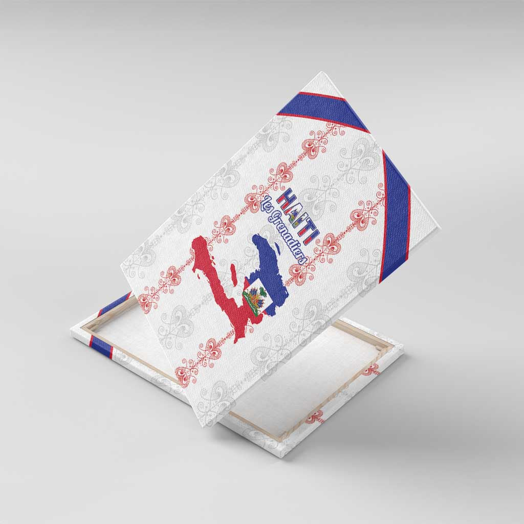 Haiti Football Canvas Wall Art Les Grenadiers Veve Vodou White - African Pride