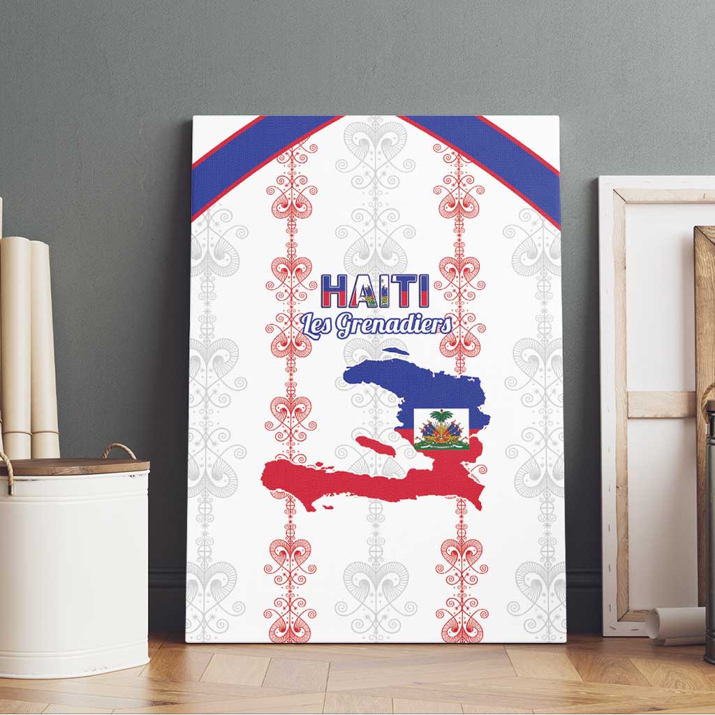 Haiti Football Canvas Wall Art Les Grenadiers Veve Vodou White - African Pride