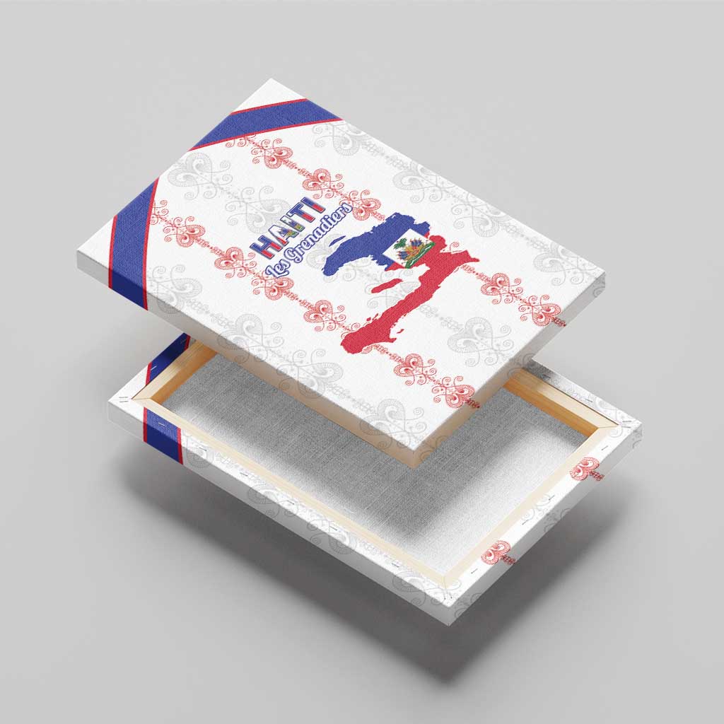 Haiti Football Canvas Wall Art Les Grenadiers Veve Vodou White - African Pride