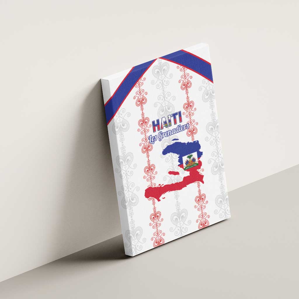 Haiti Football Canvas Wall Art Les Grenadiers Veve Vodou White - African Pride