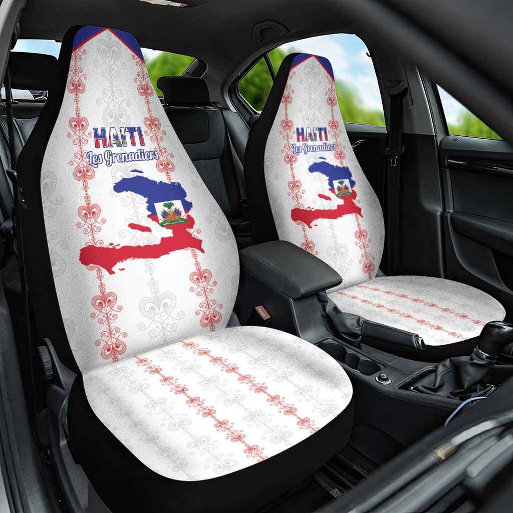 Haiti Football Car Seat Cover Les Grenadiers Veve Vodou White - African Pride