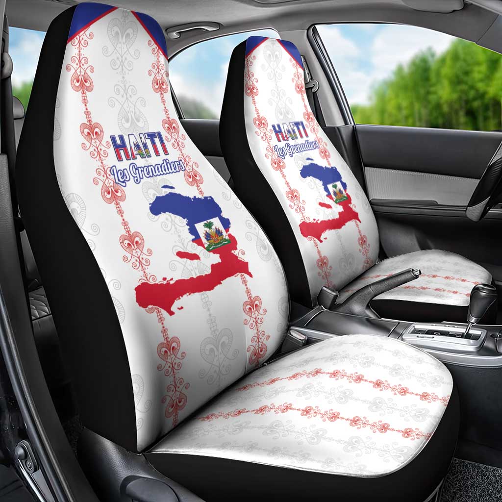 Haiti Football Car Seat Cover Les Grenadiers Veve Vodou White - African Pride