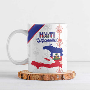 Custom Haiti Football Ceramic Mug Les Grenadiers Veve Vodou White