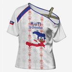 Custom Haiti Football Cross Shoulder Shirt Les Grenadiers Veve Vodou White