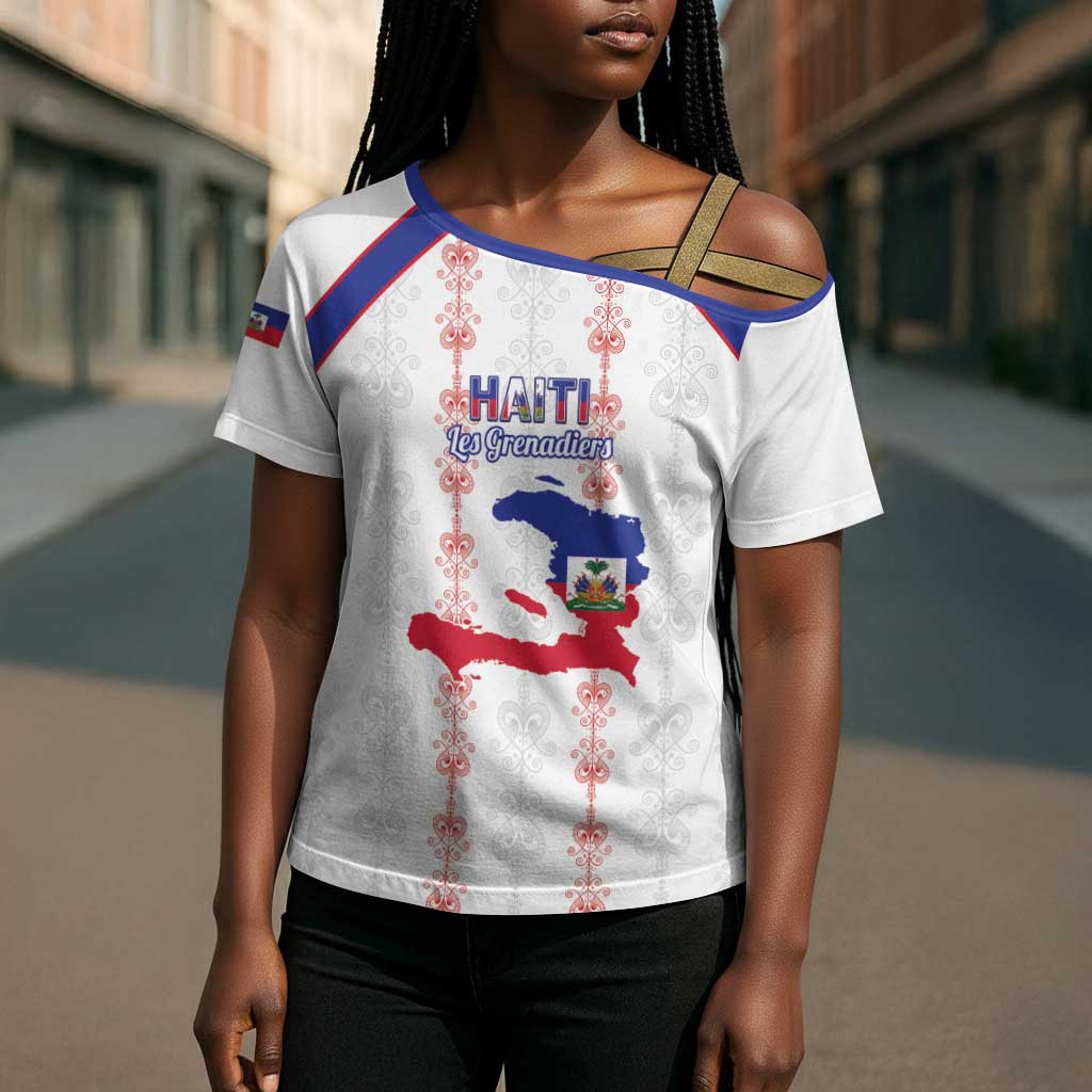 Custom Haiti Football Cross Shoulder Shirt Les Grenadiers Veve Vodou White