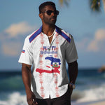 Custom Haiti Football Hawaiian Shirt Les Grenadiers Veve Vodou White - African Pride