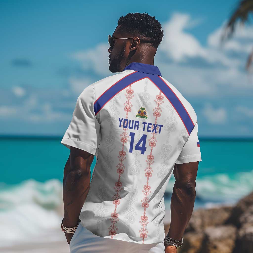 Custom Haiti Football Hawaiian Shirt Les Grenadiers Veve Vodou White - African Pride