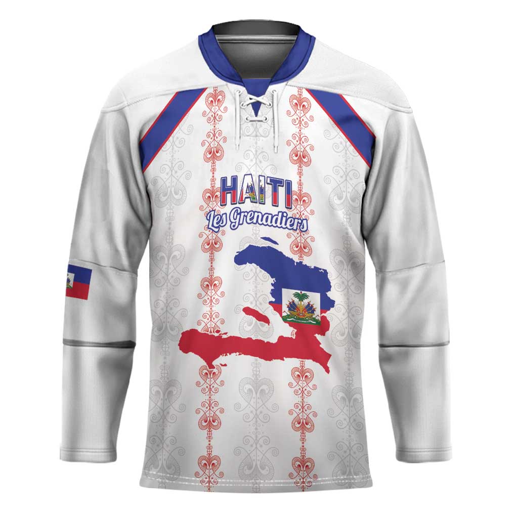 Custom Haiti Football Hockey Jersey Les Grenadiers Veve Vodou White