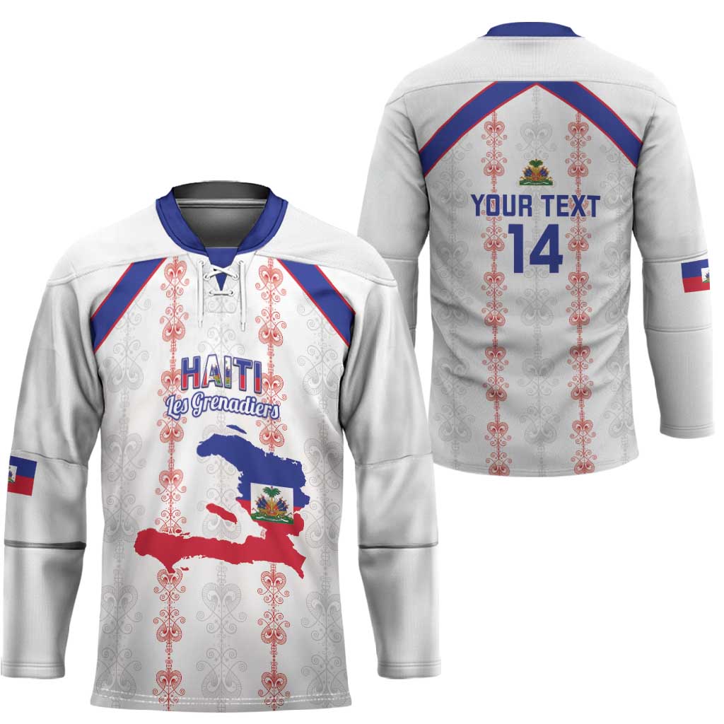 Custom Haiti Football Hockey Jersey Les Grenadiers Veve Vodou White