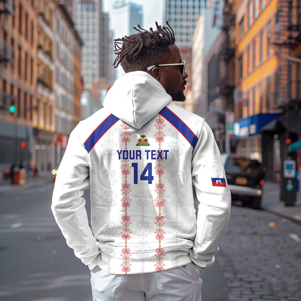Custom Haiti Football Hoodie Les Grenadiers Veve Vodou White - African Pride
