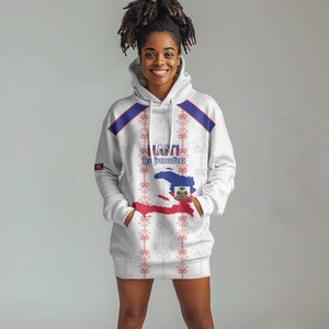 Custom Haiti Football Hoodie Dress Les Grenadiers Veve Vodou White - African Pride