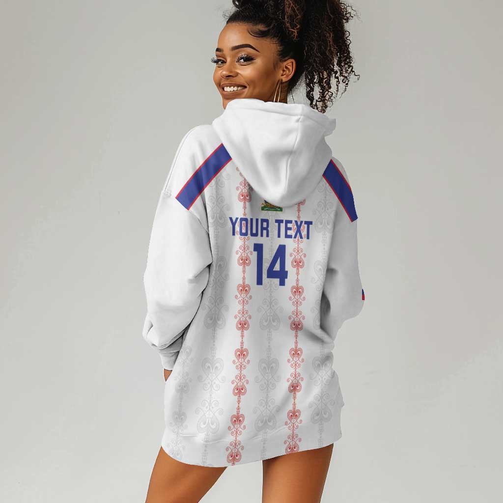 Custom Haiti Football Hoodie Dress Les Grenadiers Veve Vodou White - African Pride