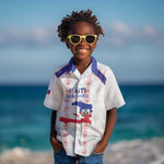 Custom Haiti Football Kid Hawaiian Shirt Les Grenadiers Veve Vodou White - African Pride