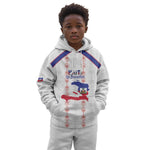 Custom Haiti Football Kid Hoodie Les Grenadiers Veve Vodou White - African Pride