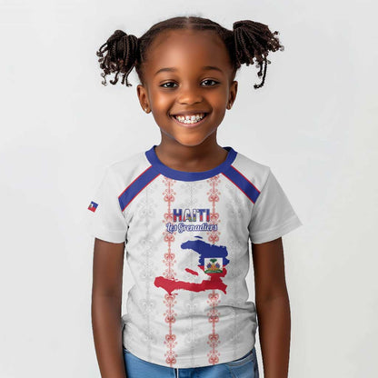 Custom Haiti Football Kid T shirt Les Grenadiers Veve Vodou White - African Pride