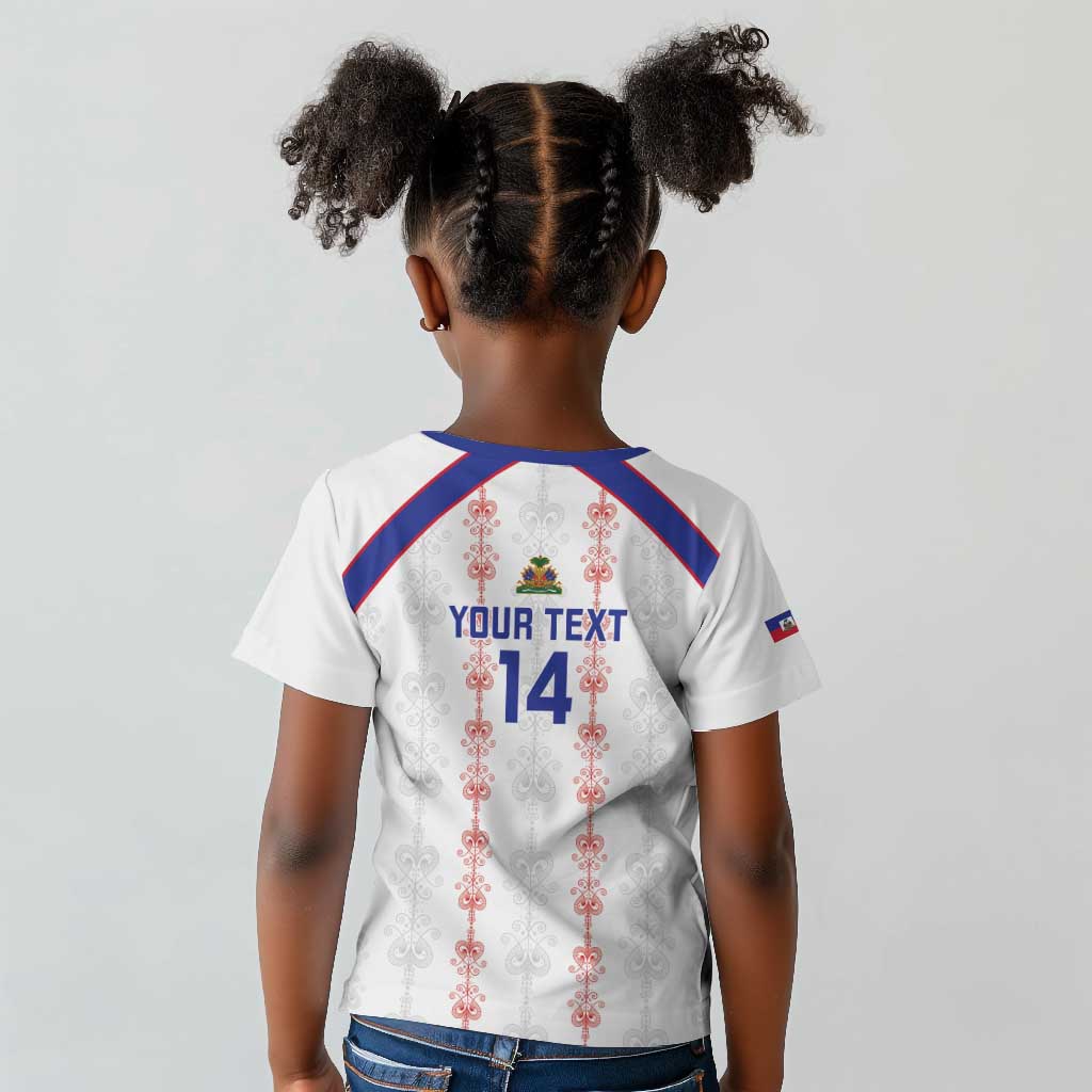 Custom Haiti Football Kid T shirt Les Grenadiers Veve Vodou White - African Pride