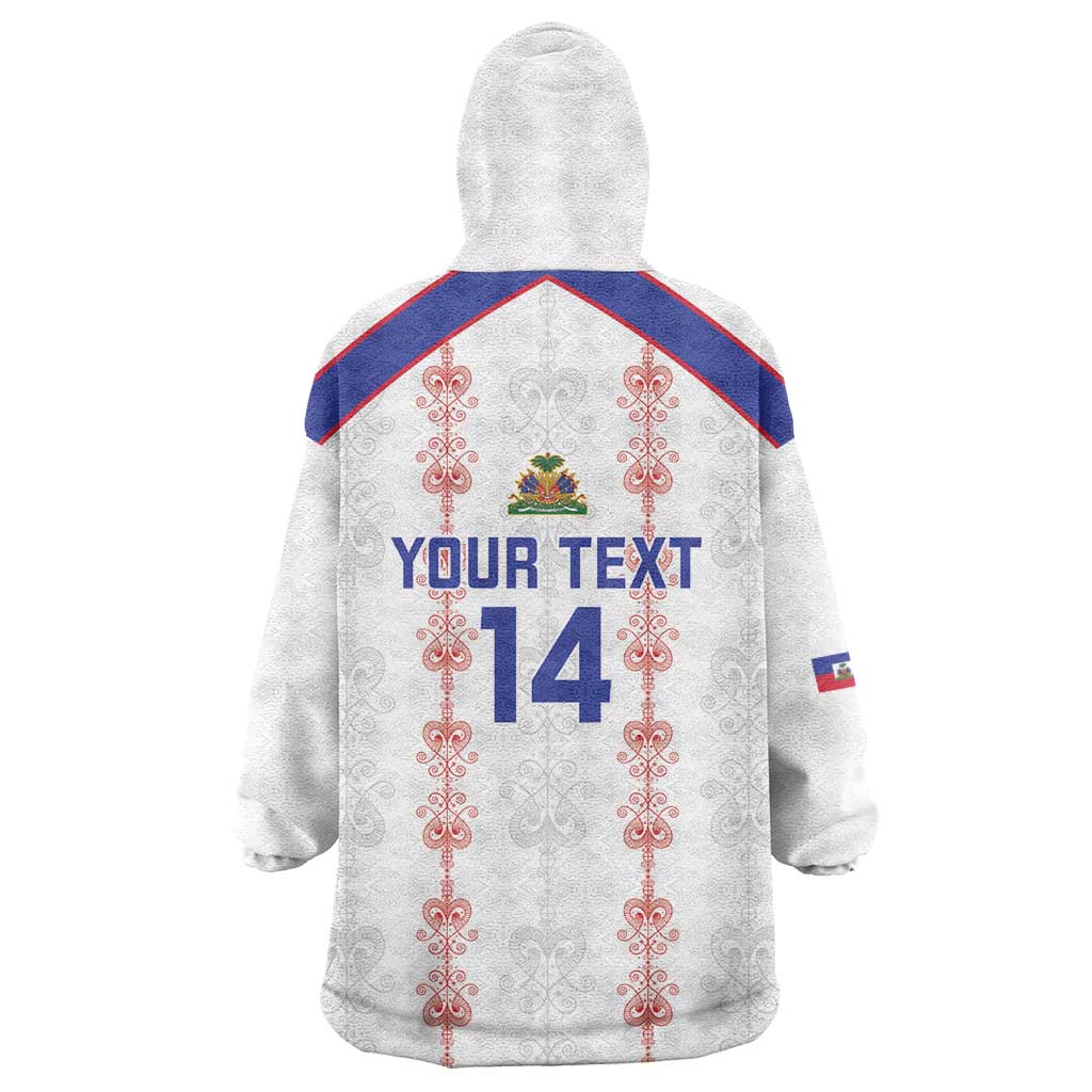 Custom Haiti Football Kid Wearable Blanket Hoodie Les Grenadiers Veve Vodou White - African Pride