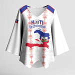 Custom Haiti Football Kimono Sleeve Blouse Les Grenadiers Veve Vodou White