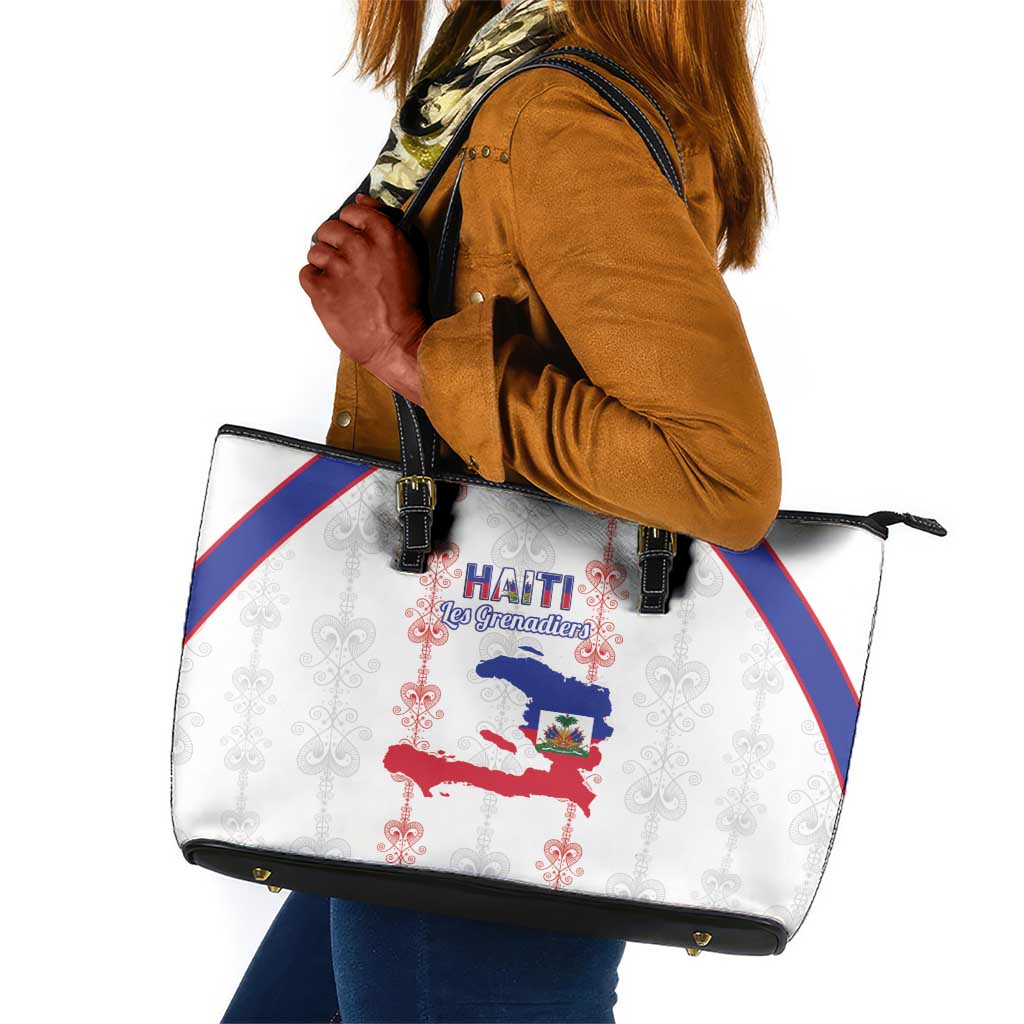 Haiti Football Leather Tote Bag Les Grenadiers Veve Vodou White - African Pride