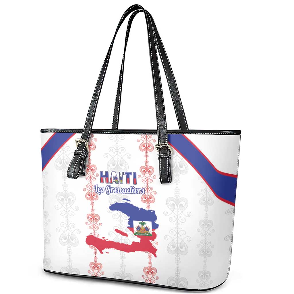 Haiti Football Leather Tote Bag Les Grenadiers Veve Vodou White - African Pride