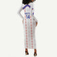 Custom Haiti Football Long Sleeve Bodycon Dress Les Grenadiers Veve Vodou White - African Pride