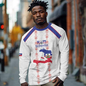 Custom Haiti Football Long Sleeve Shirt Les Grenadiers Veve Vodou White - African Pride