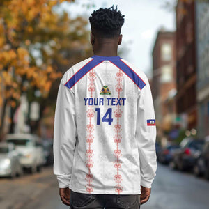 Custom Haiti Football Long Sleeve Shirt Les Grenadiers Veve Vodou White - African Pride