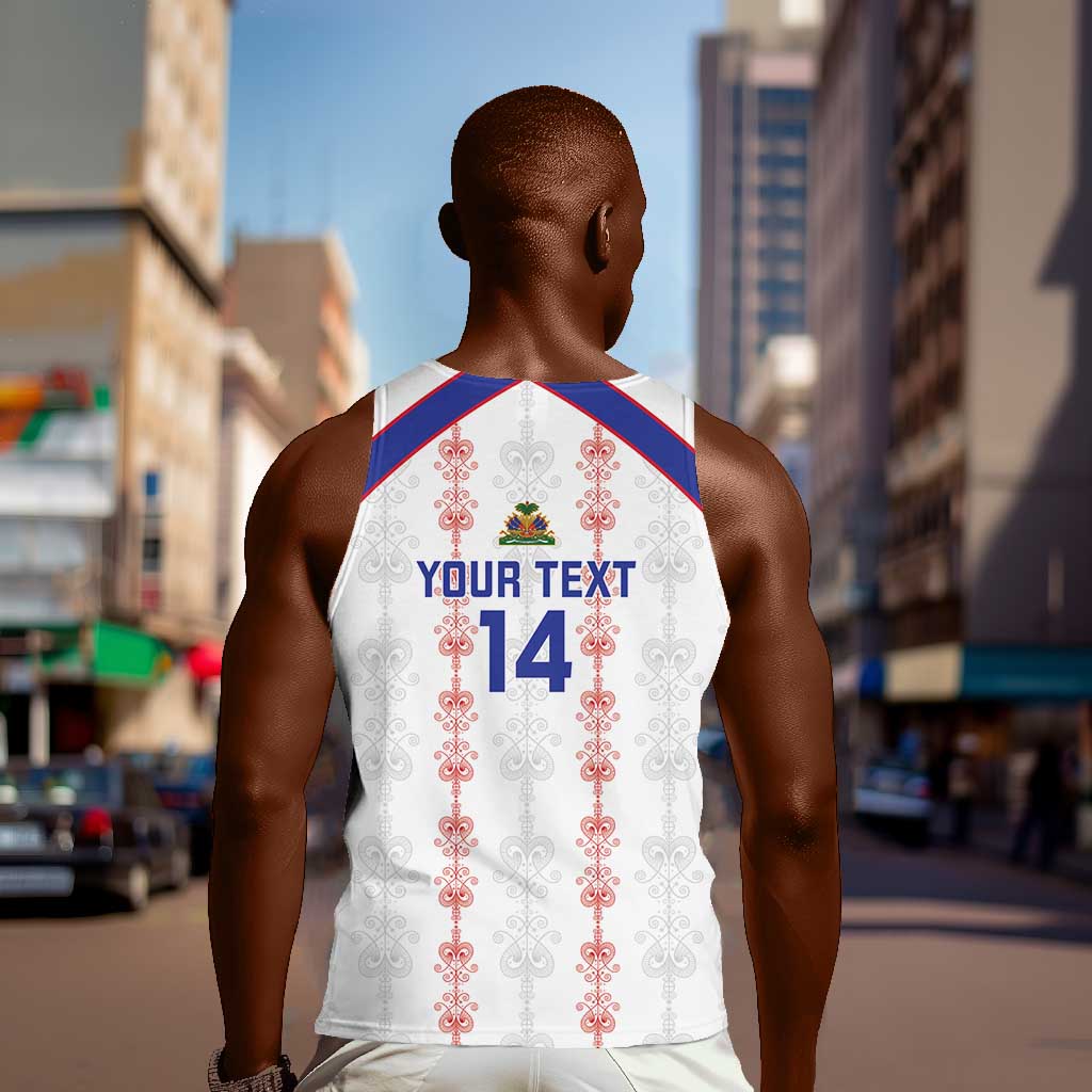 Custom Haiti Football Men Tank Top Les Grenadiers Veve Vodou White - African Pride