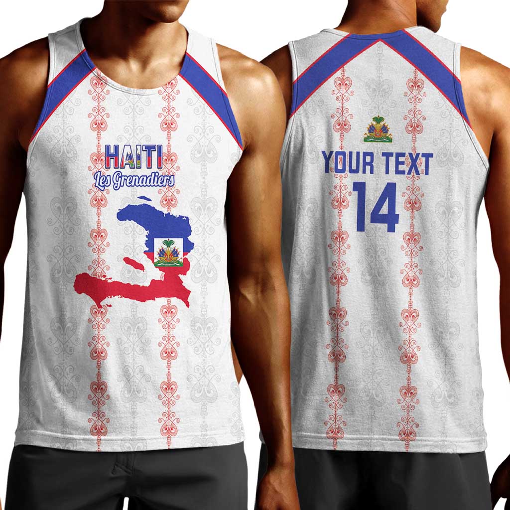 Custom Haiti Football Men Tank Top Les Grenadiers Veve Vodou White - African Pride