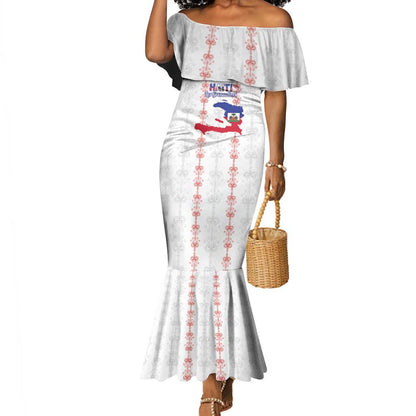 Custom Haiti Football Mermaid Dress Les Grenadiers Veve Vodou White - African Pride