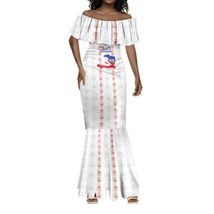 Custom Haiti Football Mermaid Dress Les Grenadiers Veve Vodou White - African Pride