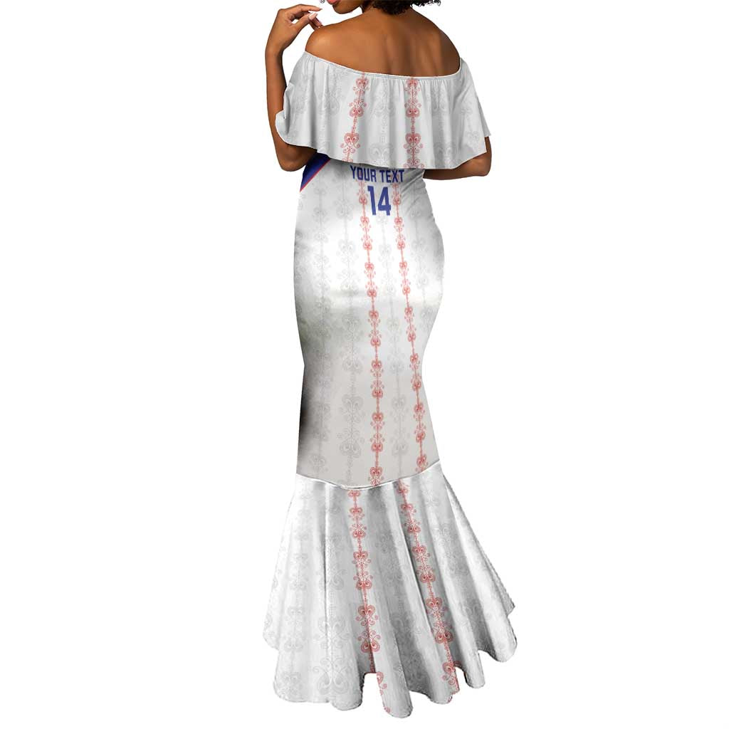 Custom Haiti Football Mermaid Dress Les Grenadiers Veve Vodou White - African Pride