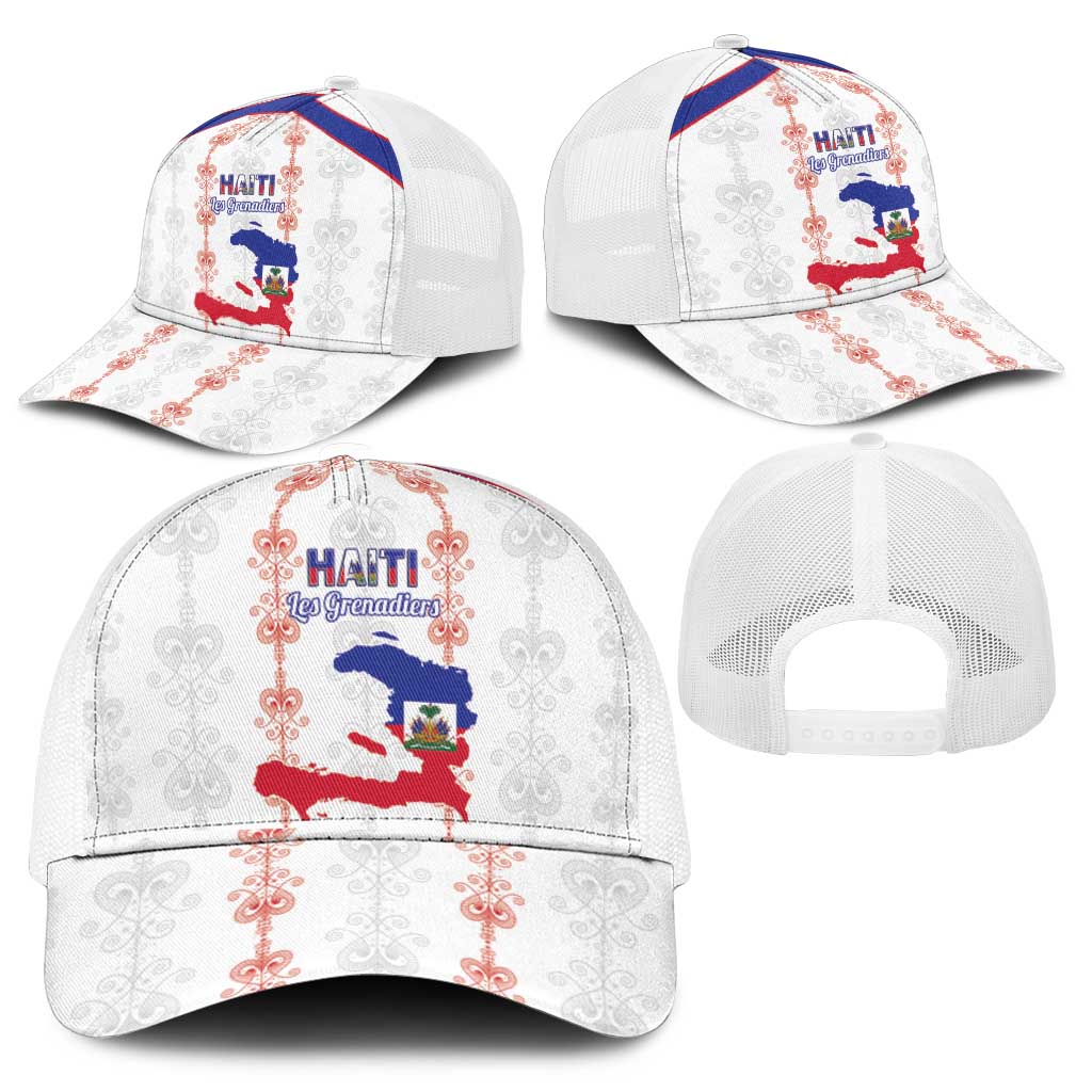 Haiti Football Mesh Trucker Cap Les Grenadiers Veve Vodou White - African Pride