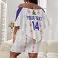 Custom Haiti Football Off Shoulder Short Dress Les Grenadiers Veve Vodou White - African Pride
