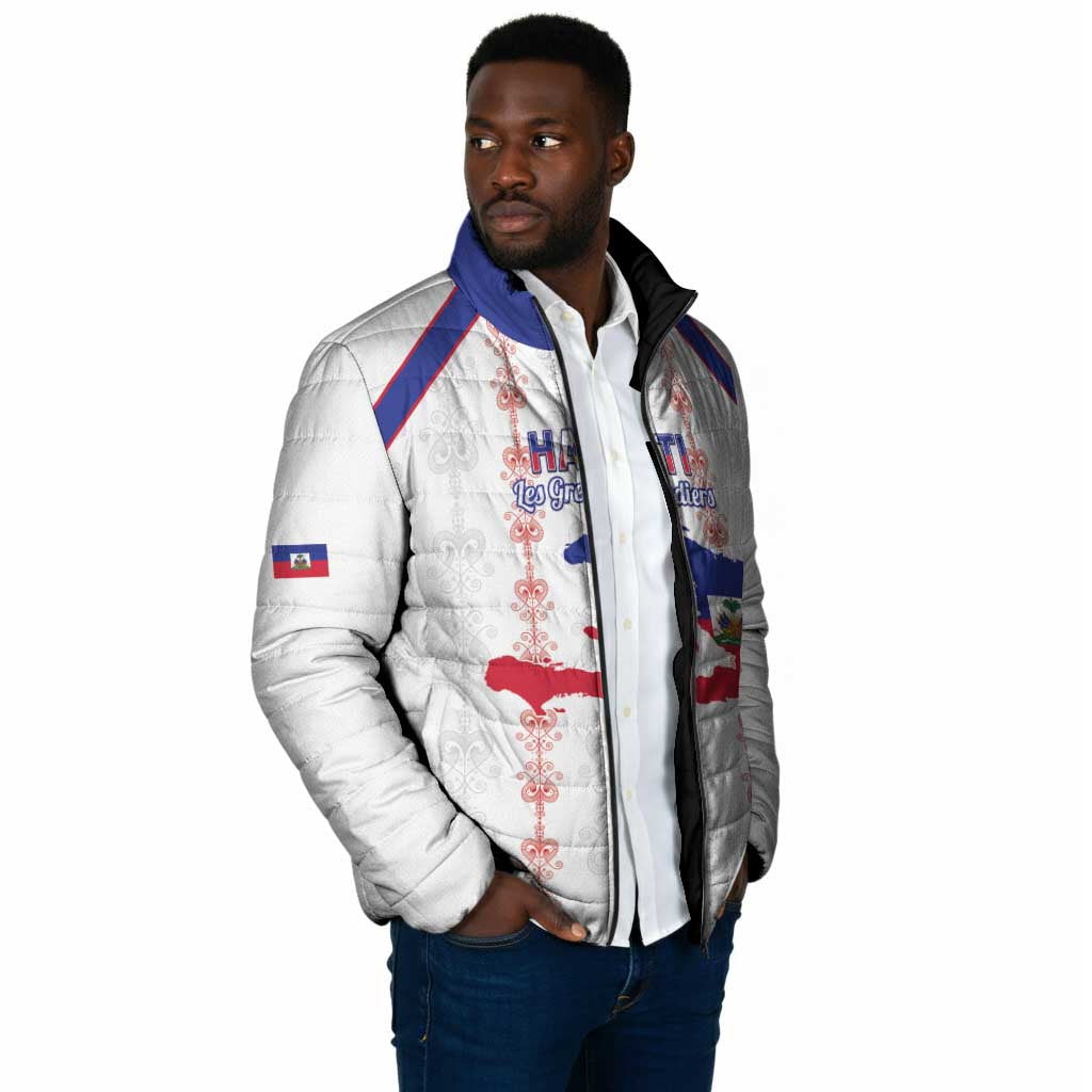 Custom Haiti Football Padded Jacket Les Grenadiers Veve Vodou White