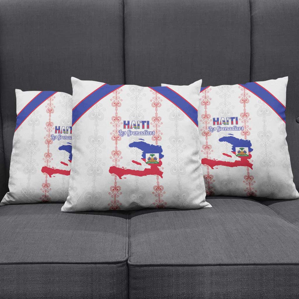 Haiti Football Pillow Cover Les Grenadiers Veve Vodou White