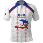 Custom Haiti Football Polo Shirt Les Grenadiers Veve Vodou White - African Pride