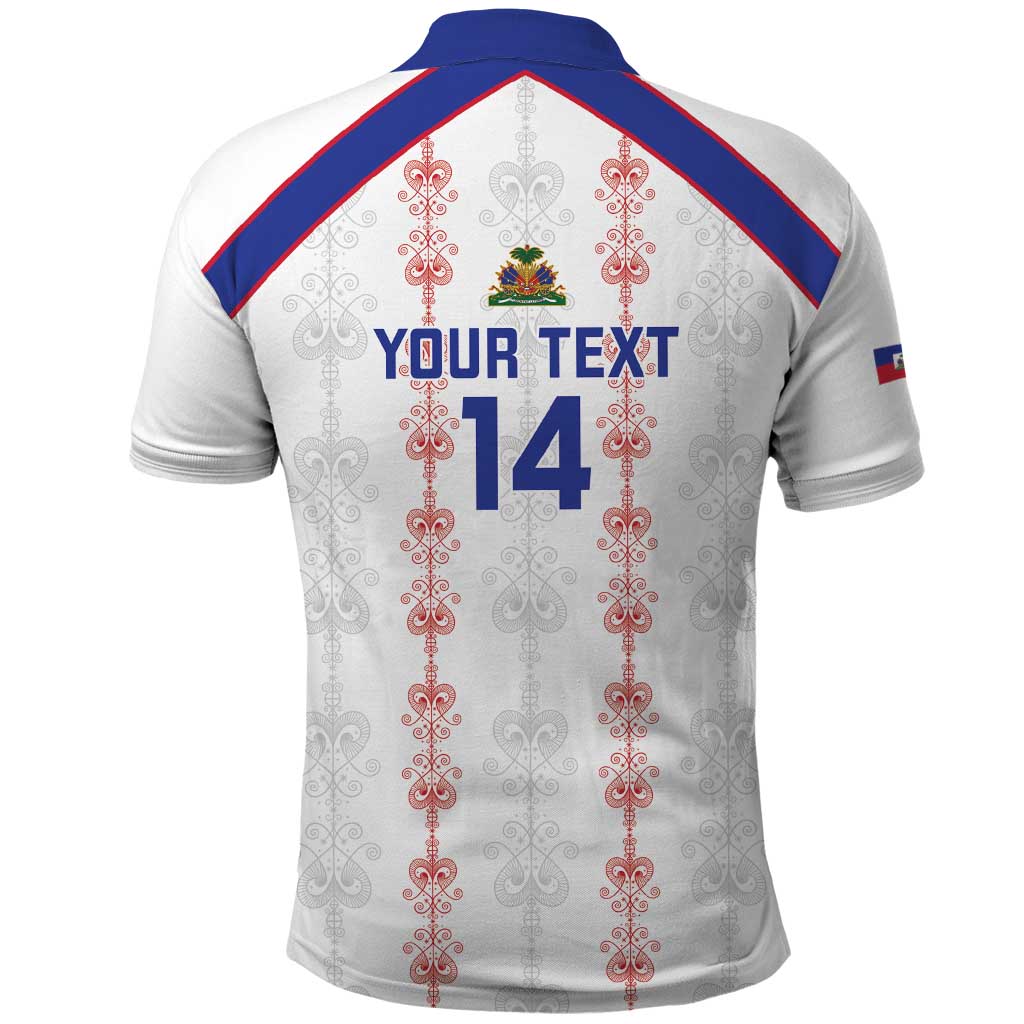 Custom Haiti Football Polo Shirt Les Grenadiers Veve Vodou White - African Pride