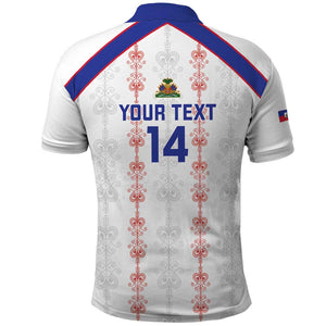 Custom Haiti Football Polo Shirt Les Grenadiers Veve Vodou White - African Pride
