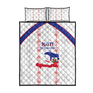 Haiti Football Quilt Bed Set Les Grenadiers Veve Vodou White - African Pride