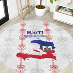 Haiti Football Round Carpet Les Grenadiers Veve Vodou White - African Pride