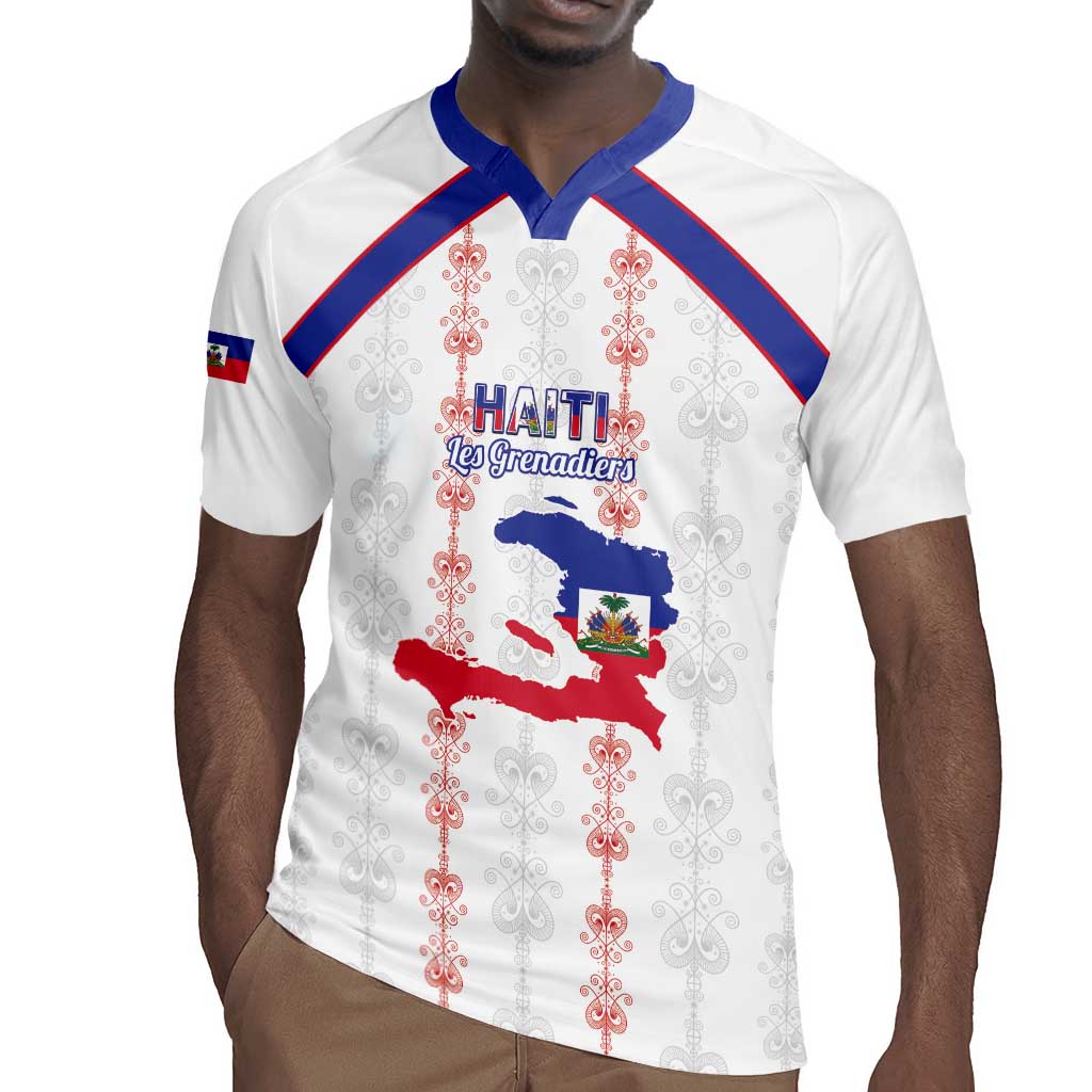 Custom Haiti Football Rugby Jersey Les Grenadiers Veve Vodou White - African Pride
