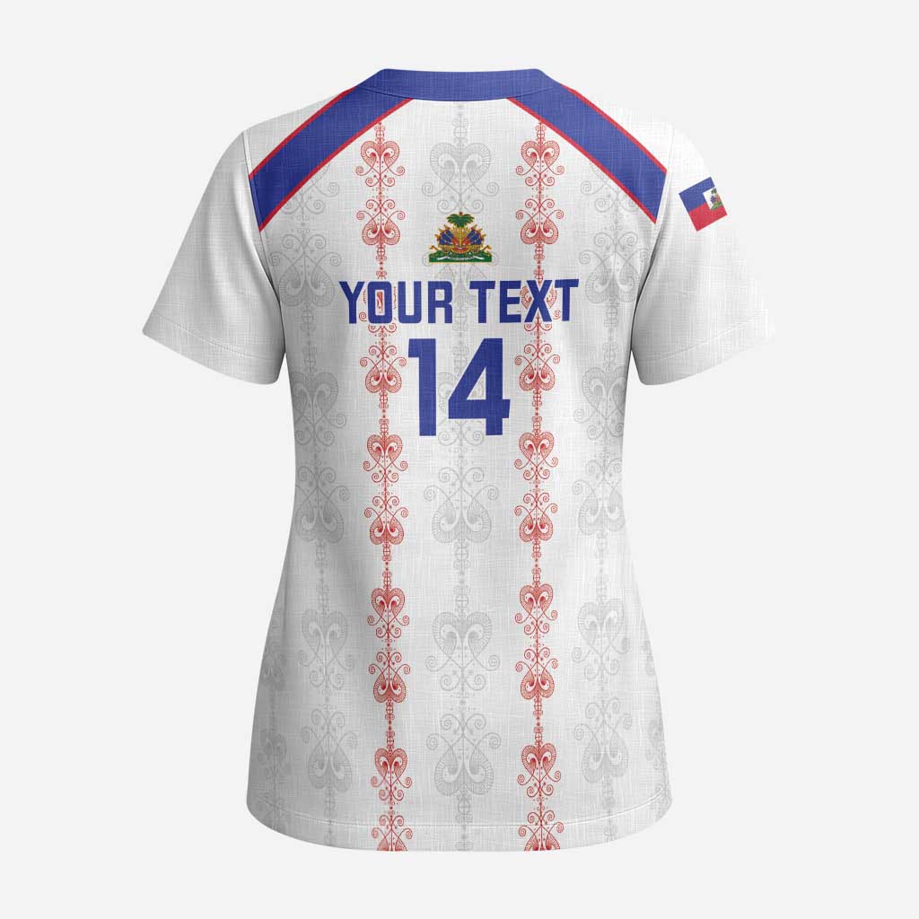 Custom Haiti Football Scrub Top Les Grenadiers Veve Vodou White - African Pride