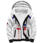 Custom Haiti Football Sherpa Hoodie Les Grenadiers Veve Vodou White - African Pride