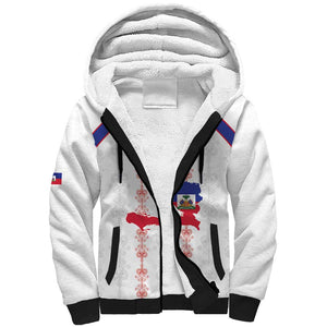 Custom Haiti Football Sherpa Hoodie Les Grenadiers Veve Vodou White - African Pride