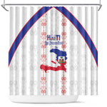 Haiti Football Shower Curtain Les Grenadiers Veve Vodou White - African Pride